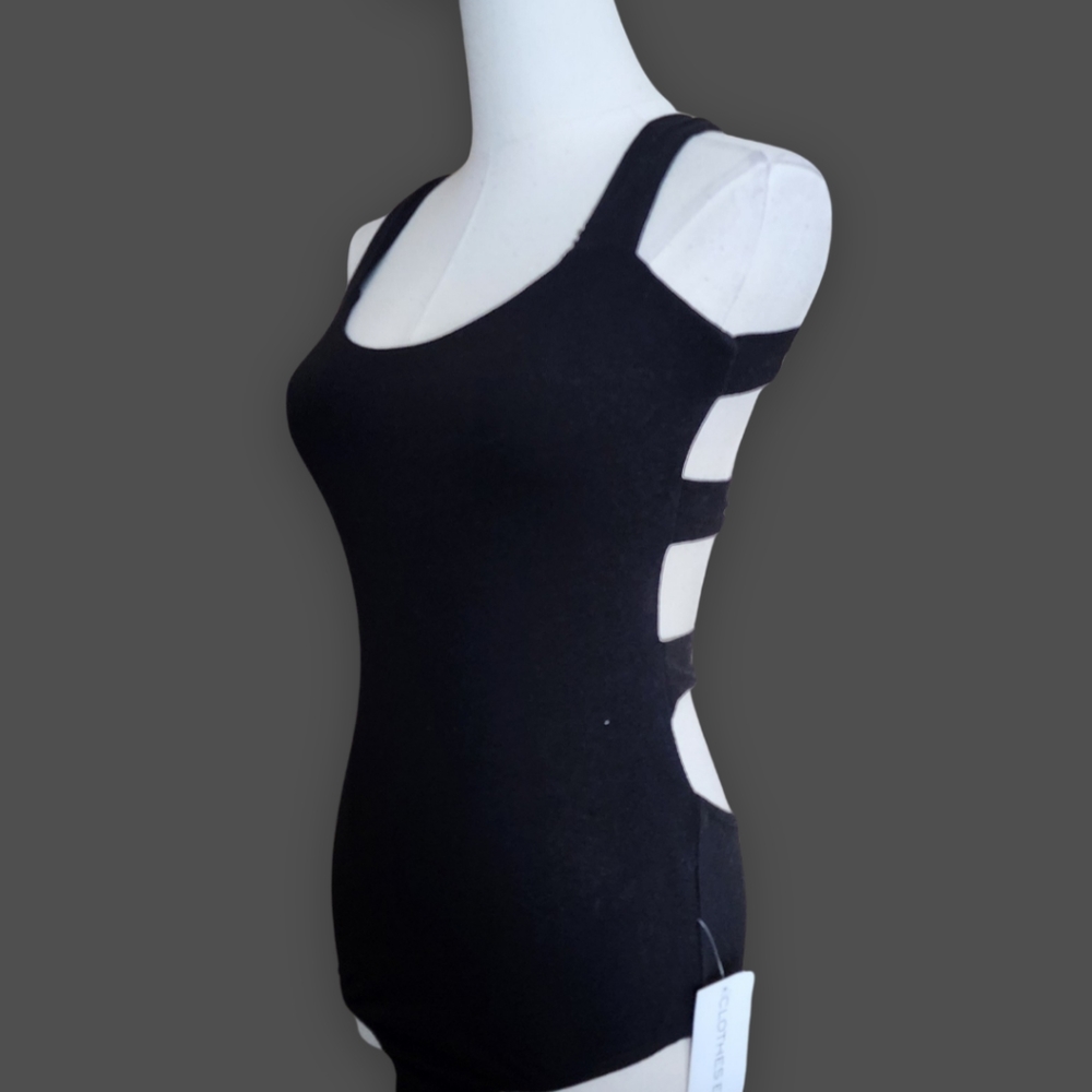 Black Cage-Back Bodysuit, Women's S